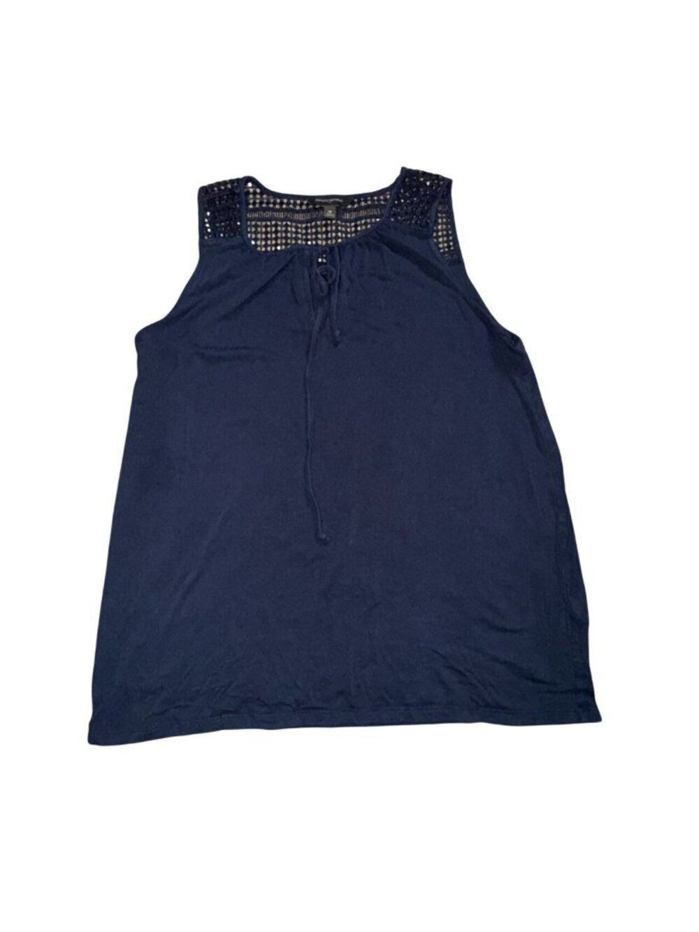Banana Republic Sleeveless Blouse W/ Decorative Lace Yoke-Navy Blue-M-GUC